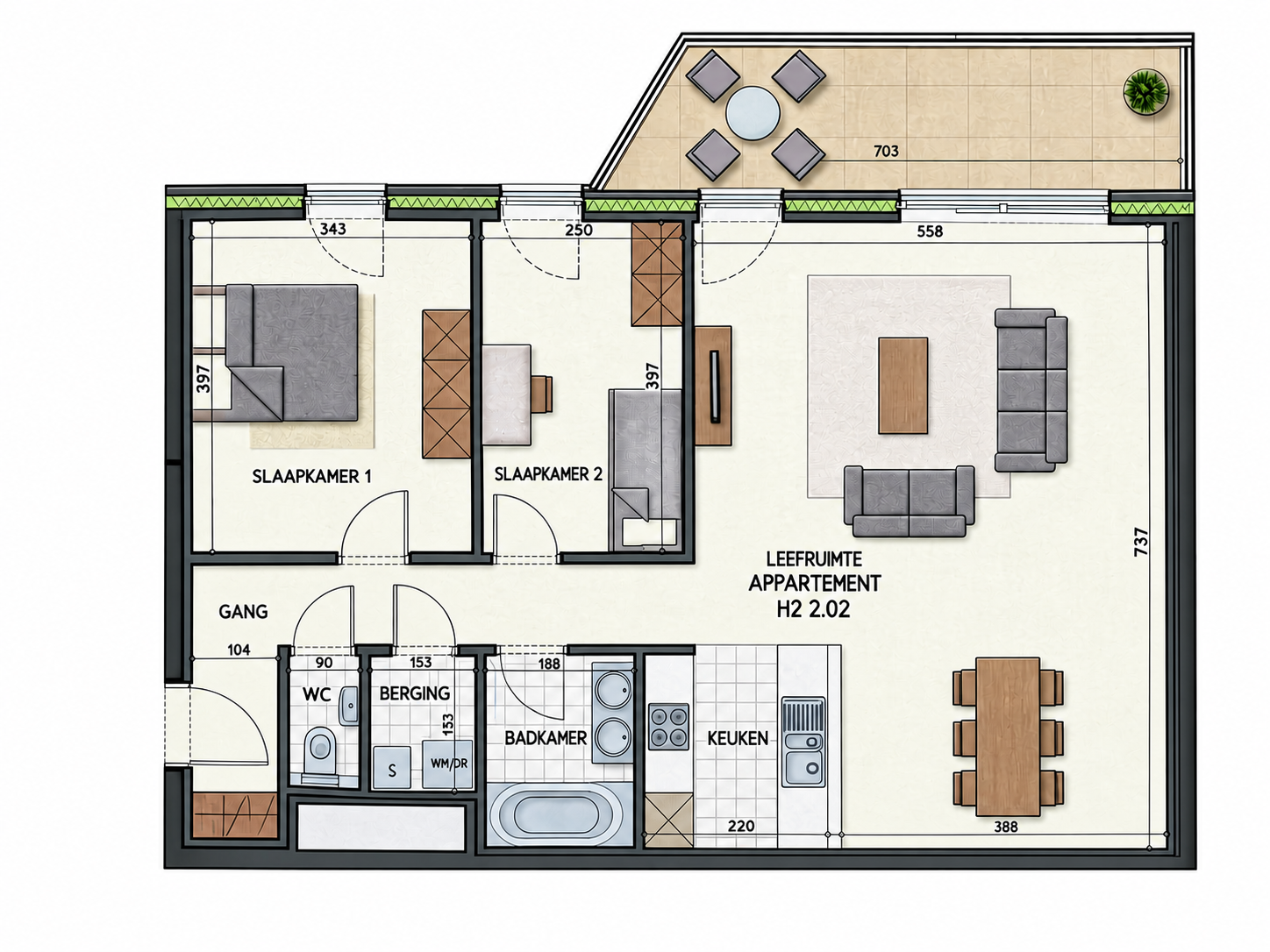 RUIM 2-SLAAPKAMERAPPARTEMENT | 94 m² | TERRAS 12 m² | EPC A | SINT-NIKLAAS  - foto 10